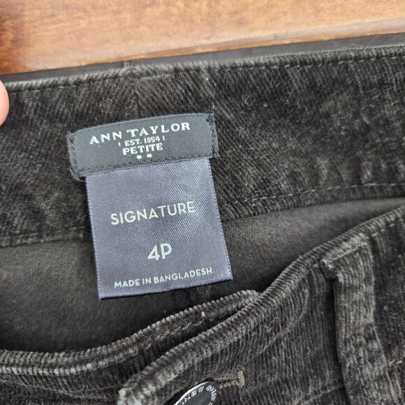 Ann Taylor Brown Corduroy Straight Leg Pant 4 Petite - Picture 3 of 5
